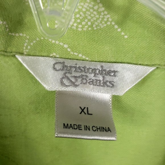Christopher & Banks Mint Floral Short Sleeve Button Down XL Shirt Top Blouse - Picture 10 of 10